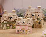 Richard Langs 18cm Yellow Stoneware Thatch Cottage Tea Light Holder - 7CG160