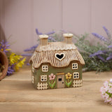 Richard Langs Green Stoneware Thatch Cottage Tea Light Holder - 7CG161