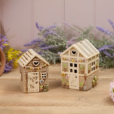 Richard Langs Stoneware Green House Tea Light Holder - 7CG164