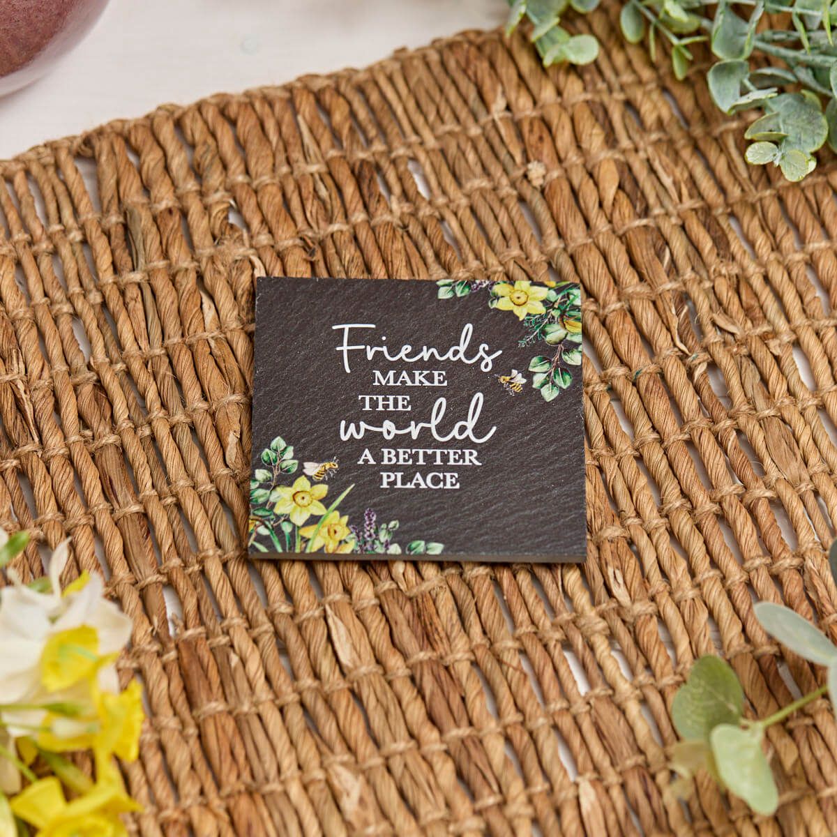 Richard Langs 'Friends Make The World' Slate Coaster - 7FD111