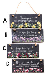 Richard Langs Floral Mixed Flower Slate Hanging Plaques (Choice of 4) - 7FD112