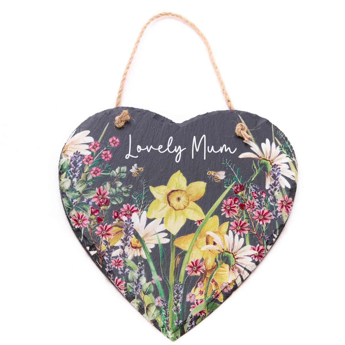 Richard Langs 'Lovely Mum' Slate Heart Hanging Plaque - 7FD113