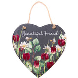 Richard Langs 'Beautiful Friend' Tulip Slate Heart Hanging Plaque - 7FD115
