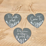 Richard Langs 10cm Welsh Heart Slate Hanging Sign (Choice of 6)