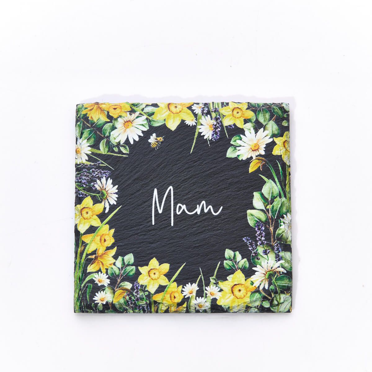 Richard Langs Welsh 'Mam' Mixed Floral Slate Coaster - 7WL563
