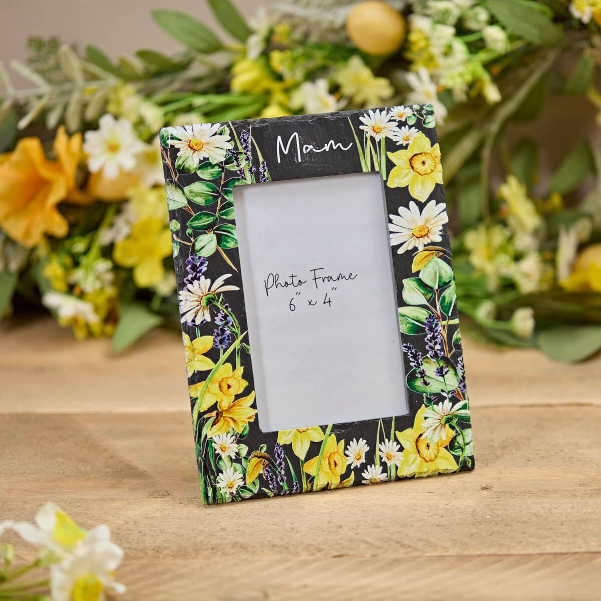 Richard Langs Welsh Mam Slate 6x4 Floral Photo Frame