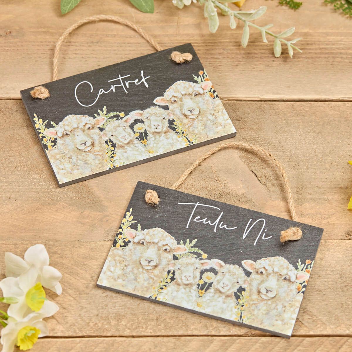 Richard Langs Welsh Sheep Rectangular Hanging Slate (Choice of 2) - 7WL570