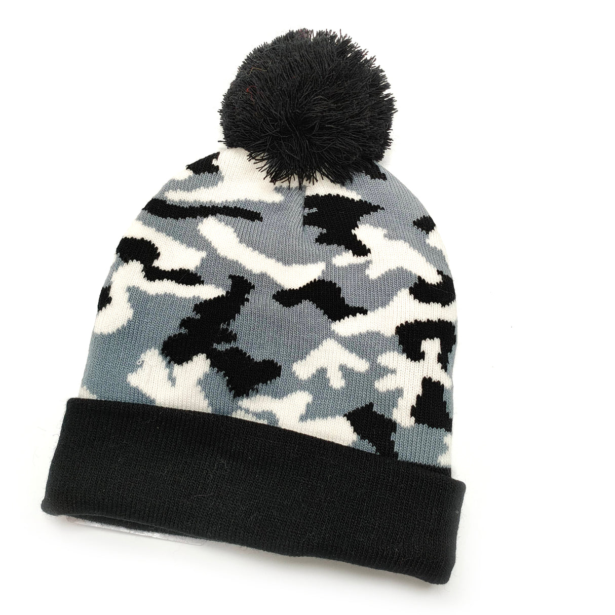 Black Ginger Camouflage Bobble Hat - Black/Grey