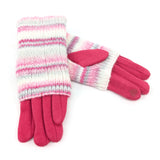 Black Ginger Blush Pink Multi Striped Two in One Gloves - 800-613