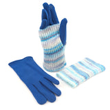 Black Ginger Ocean Blue Multi Striped Two in One Gloves - 800-614