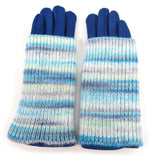 Black Ginger Ocean Blue Multi Striped Two in One Gloves - 800-614