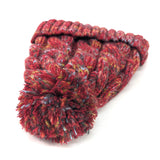 Black Ginger Red Mottled Cable Knit Bobble Hat - 800-660