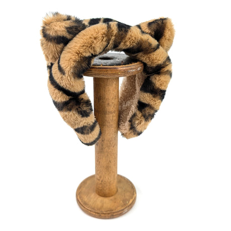 Black Ginger Tiger Print Head Band Ear Muffs - 800-680