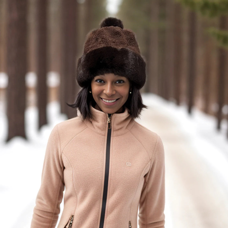 Black Ginger Chocolate Brown Faux Fur Bobble Hat 800 689 Old Railway Line Garden Centre