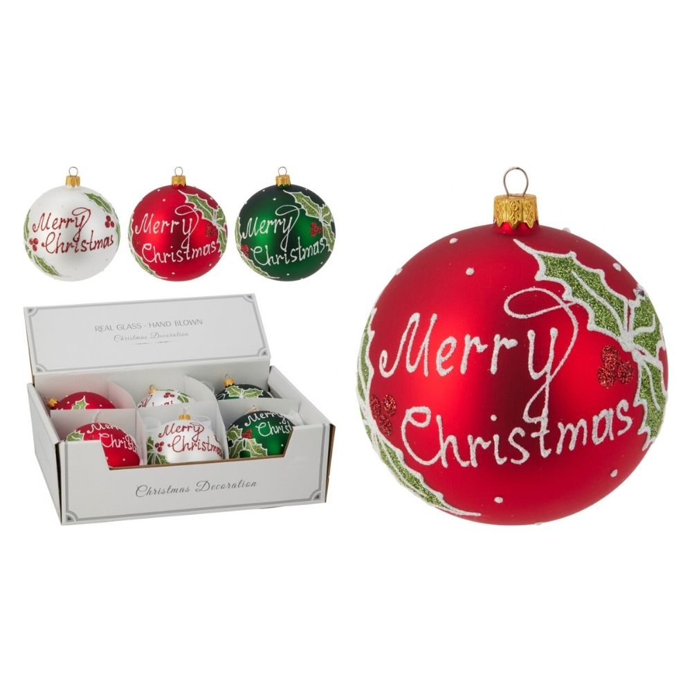 Koopman 10cm Merry Christmas Bauble - (Choice of 3)
