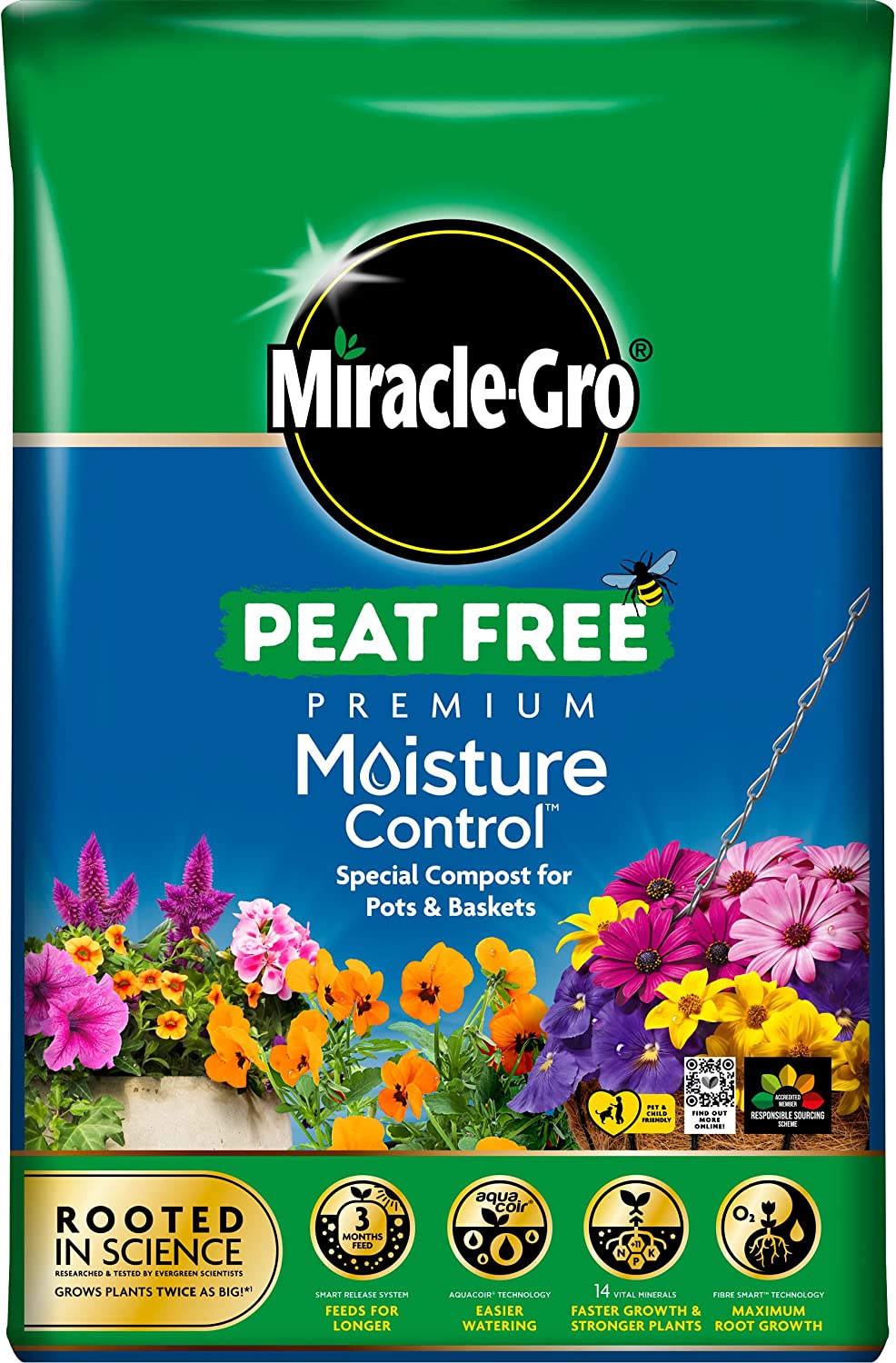 Miracle-Gro 40L Peat Free Premium Moisture Control Compost