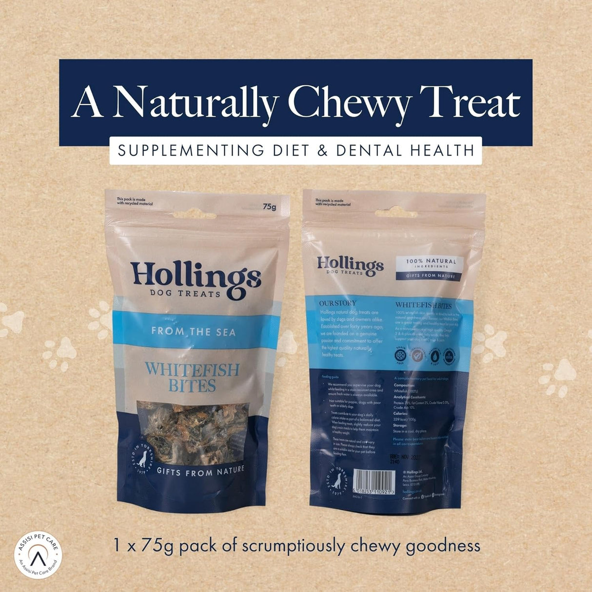 Hollings 75g Whitefish Dog Treats