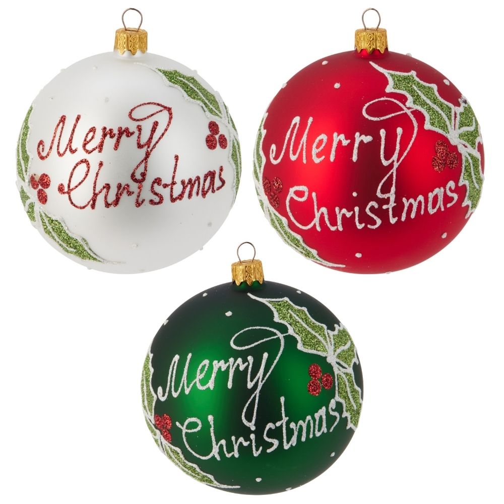 Koopman 10cm Merry Christmas Bauble - (Choice of 3)