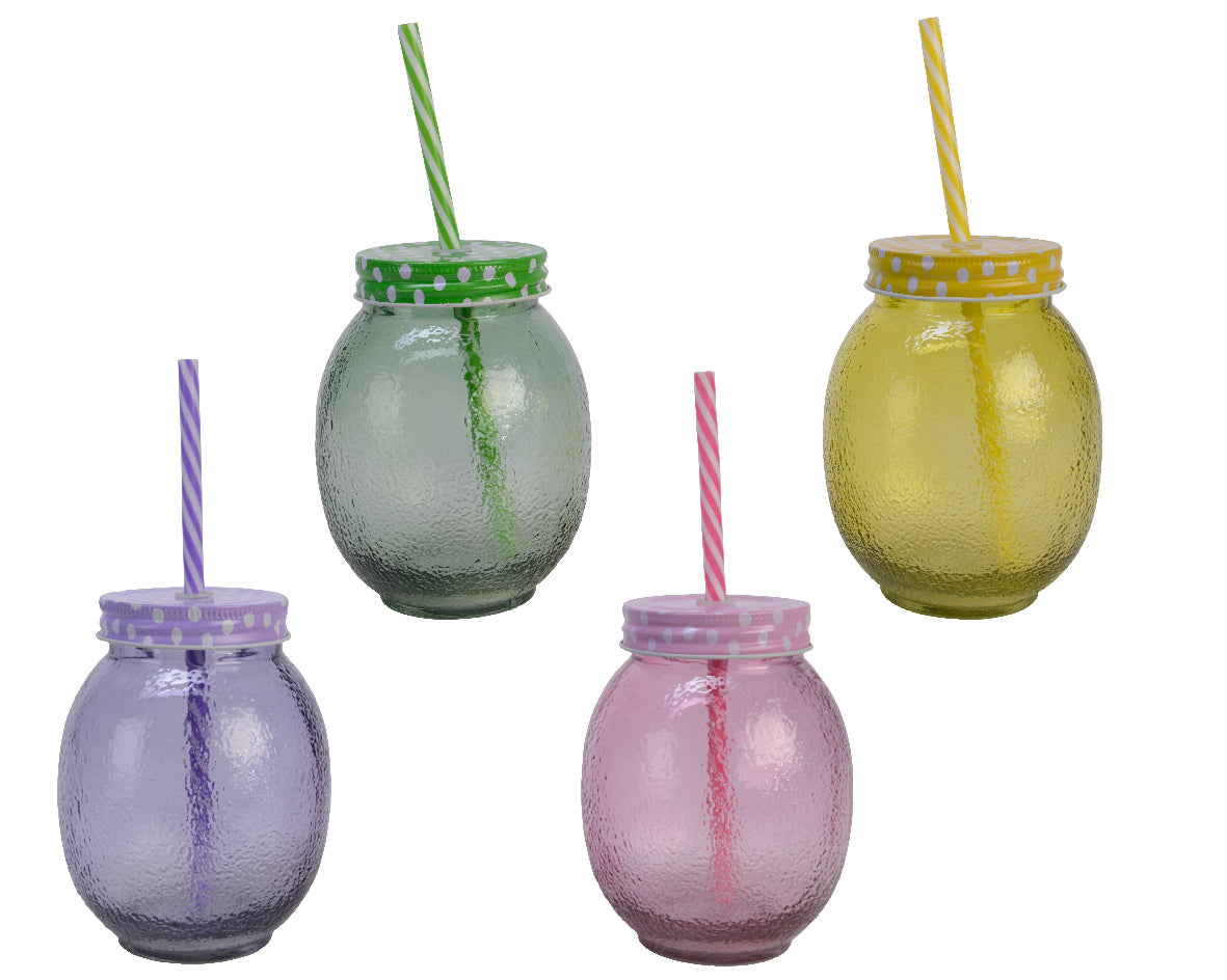 Kaemingk 14cm Spray Colour Drinking Jar with Straw (Choice of 4)