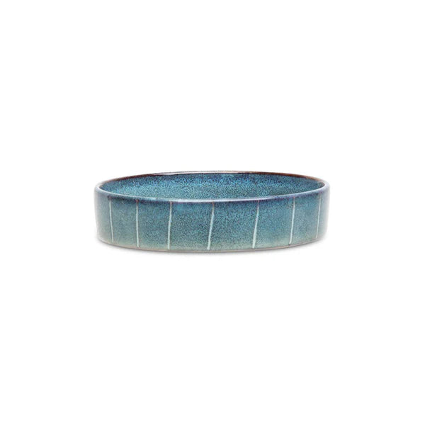 Scruffs Reactive Glaze 13cm  Stonewear Pet Saucer - Pinstripe Graphite