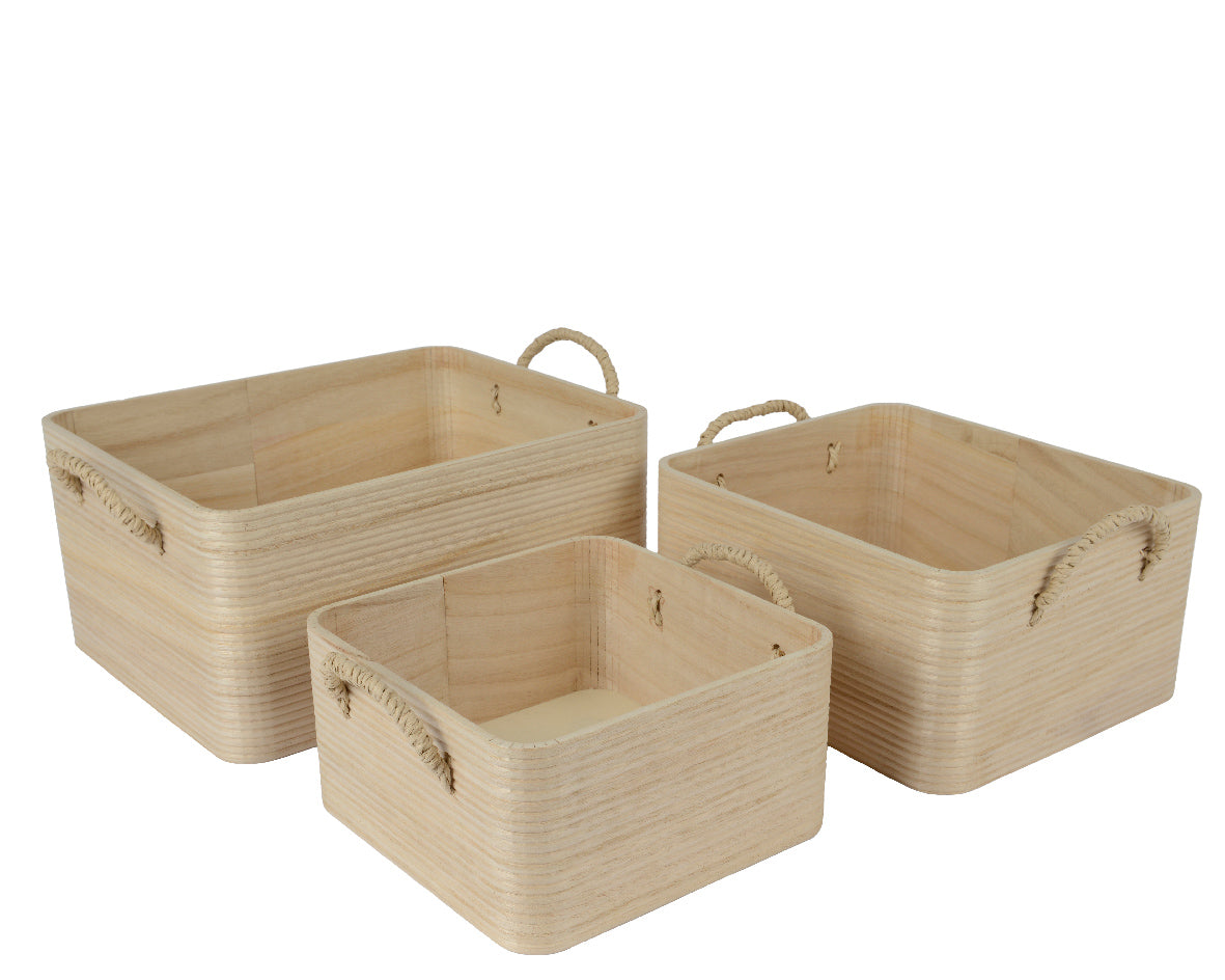 Kaemingk 29cm Paulownia Wood Storage Baskets