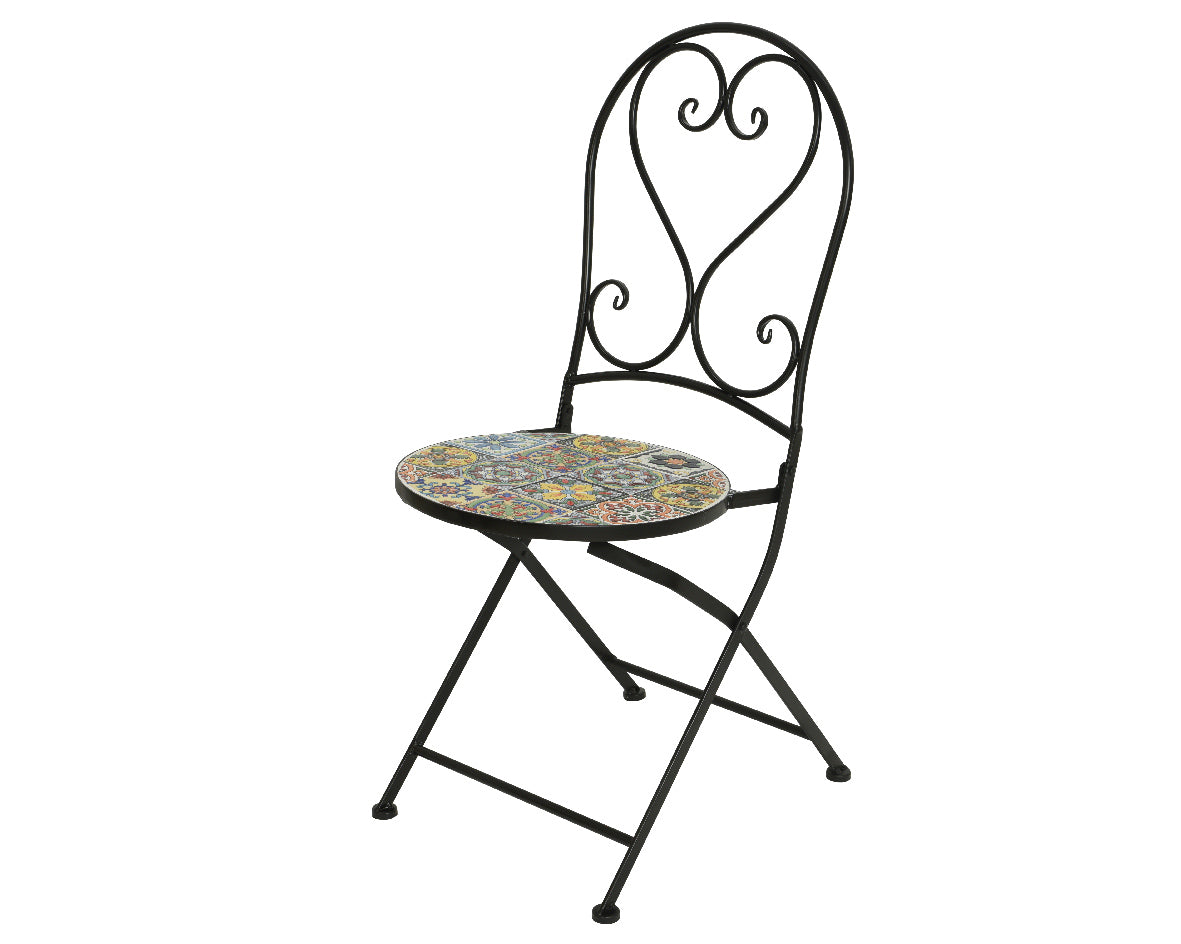 Decoris Braga 2-Seater Round Mosaic Tile Iron Bistro Set