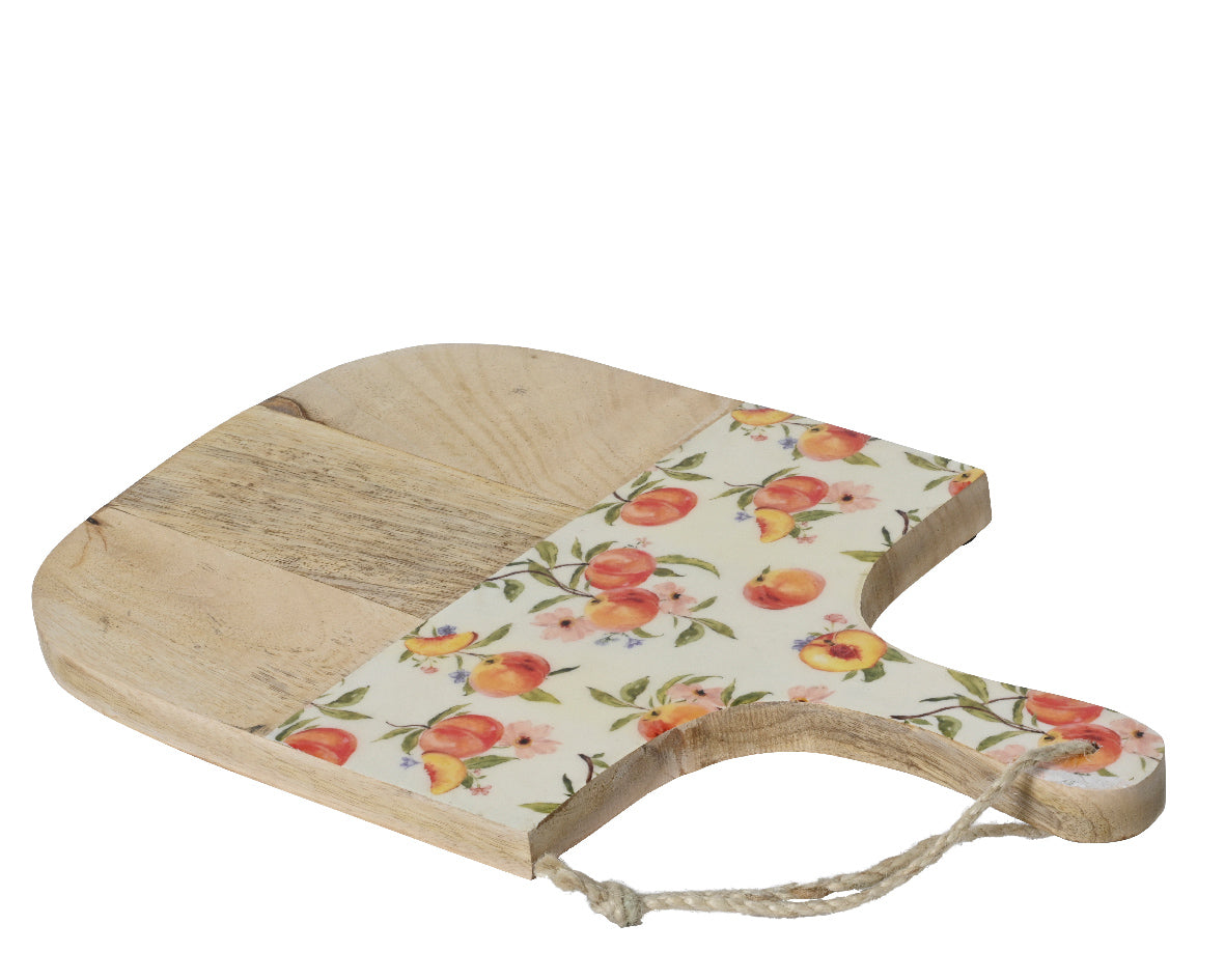 Kaemingk 25cm Peach Design Mangowood with Foodsafe Laquer Decorative Plate