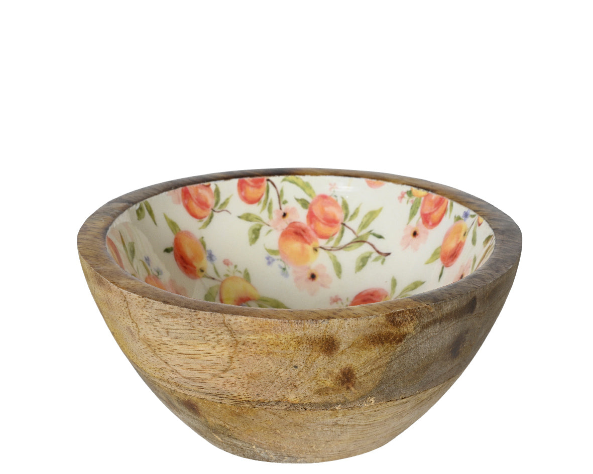 Kaemingk 12.5cm Peach Design Mangowood with Foodsafe Laquer Decorative Bowl