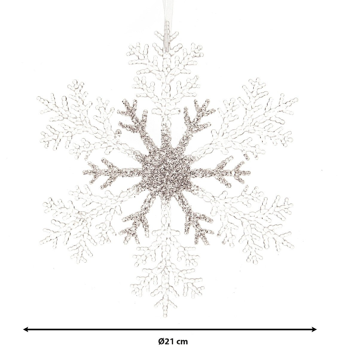 Decoris 21cm White Plastic Snowflake Hanging Christmas Decoration
