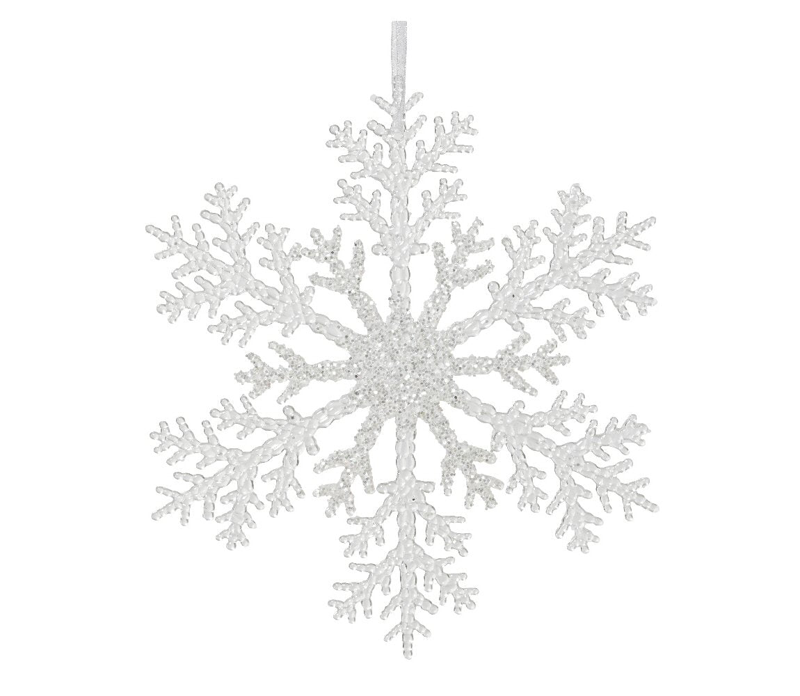 Decoris 21cm White Plastic Snowflake Hanging Christmas Decoration