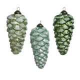 Decoris Glass Green Pinecone Pack of 2 (Choice of 3)