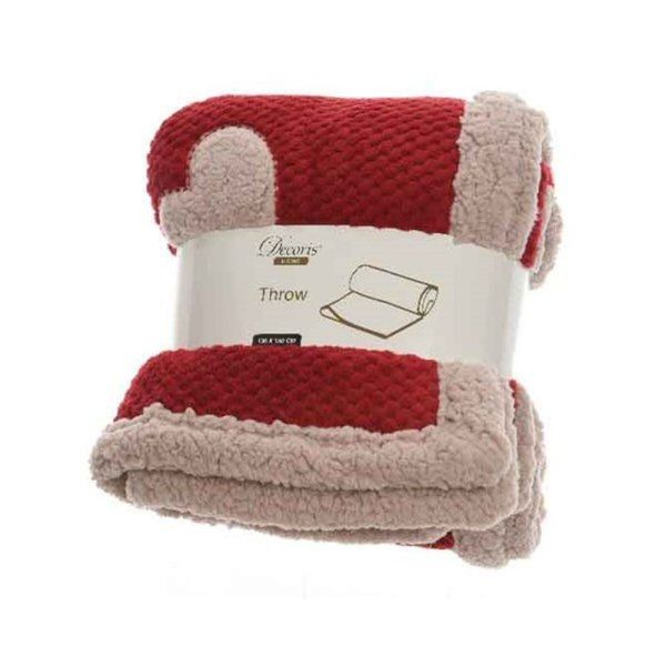 Decoris 130 x 150cm Red Throw with Heart Old Railway Line Garden Centre