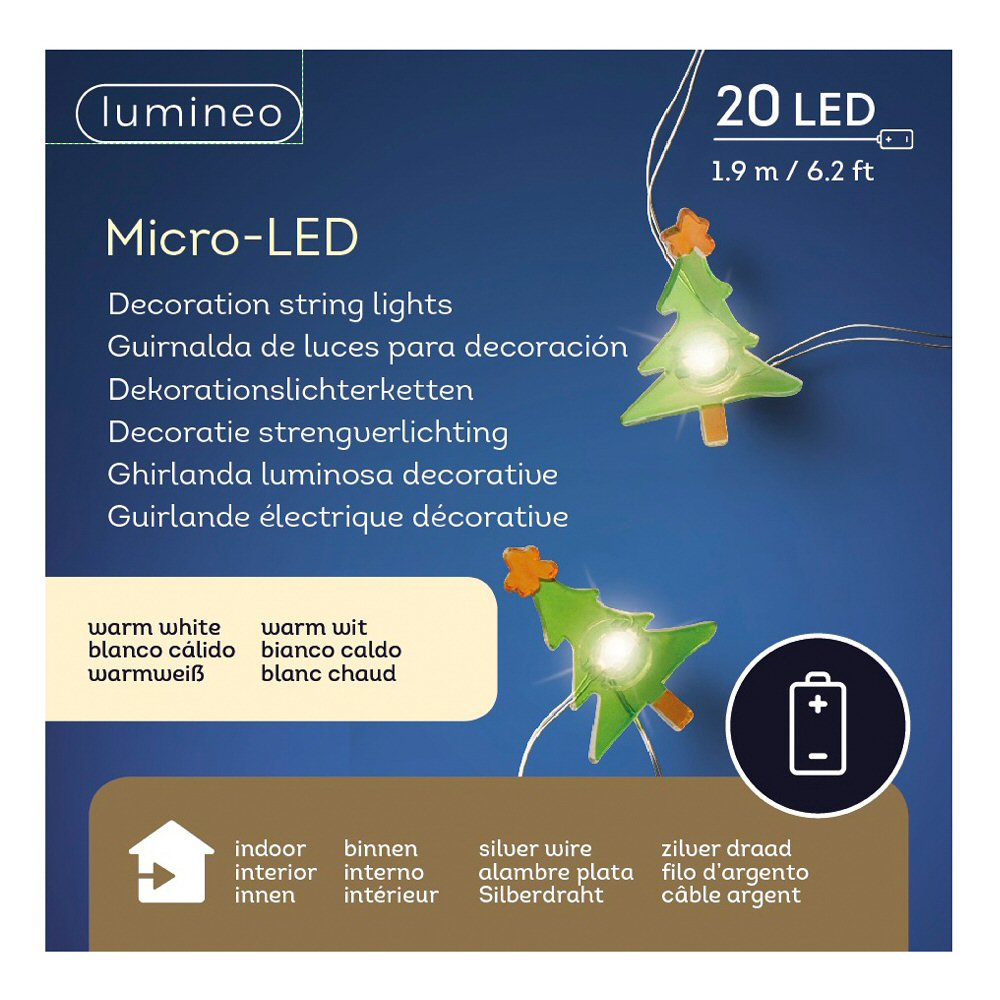 Lumineo 20 Warm White Micro LED Christmas Character String Lights (Choice of 3) (1.9m)