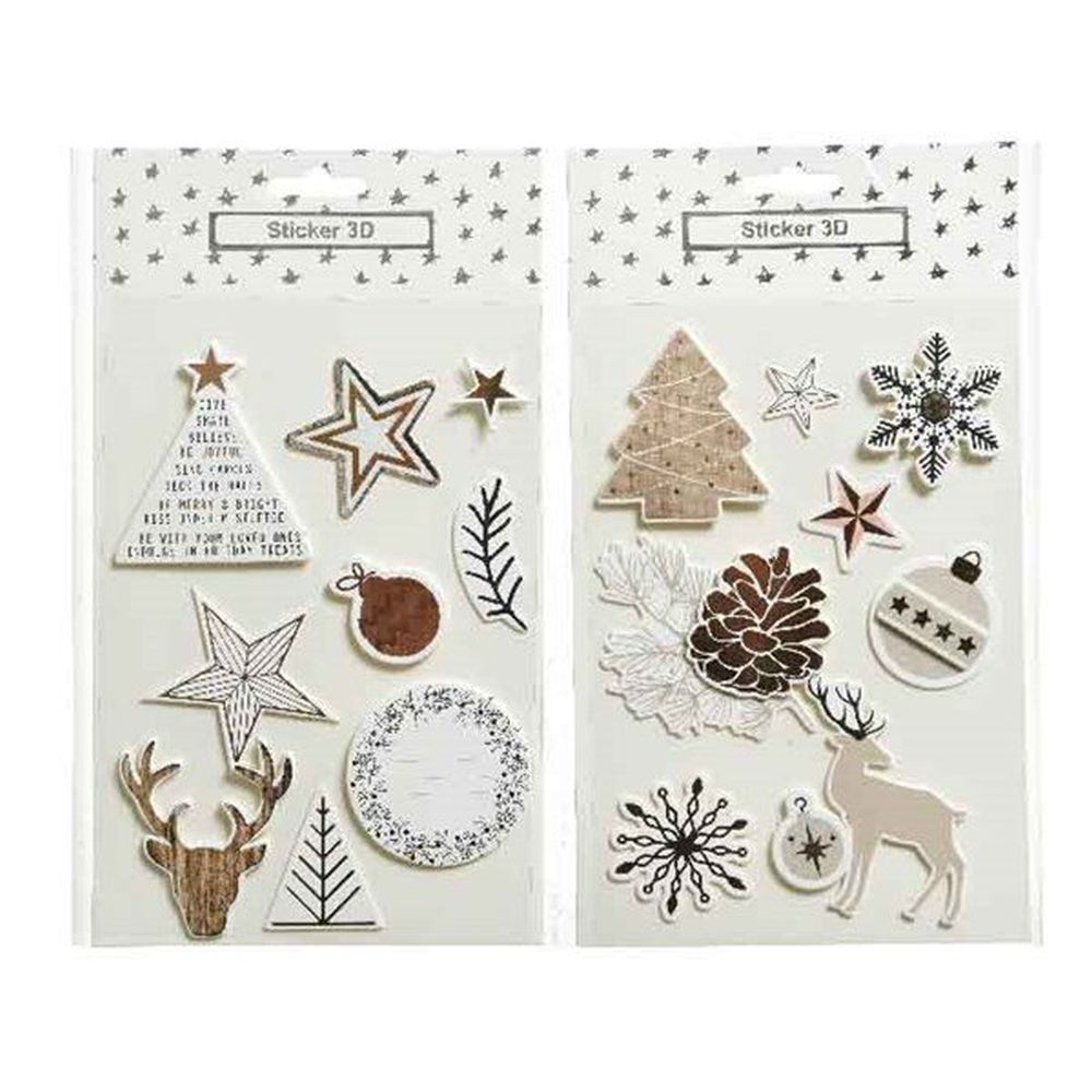 Decoris Assorted 3D Paper Christmas Stickers (Choice of 2)