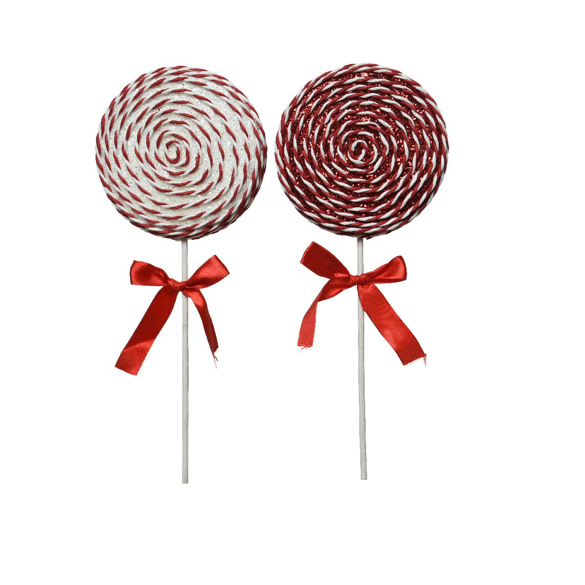 Decoris 36cm Red & White Glitter Lollipop Decoration (Choice of 2)