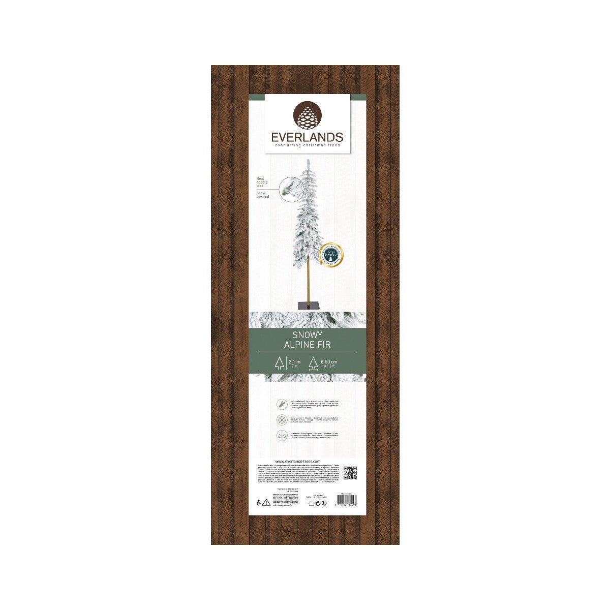 Everlands 2.1m (7ft) Snowy Alpine Fir Artificial Christmas Tree