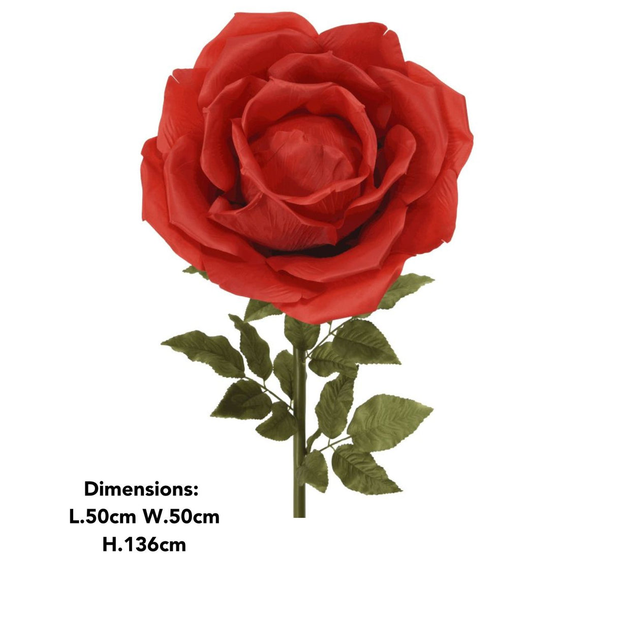 Decoris 136cm Red Artificial Rose Stem