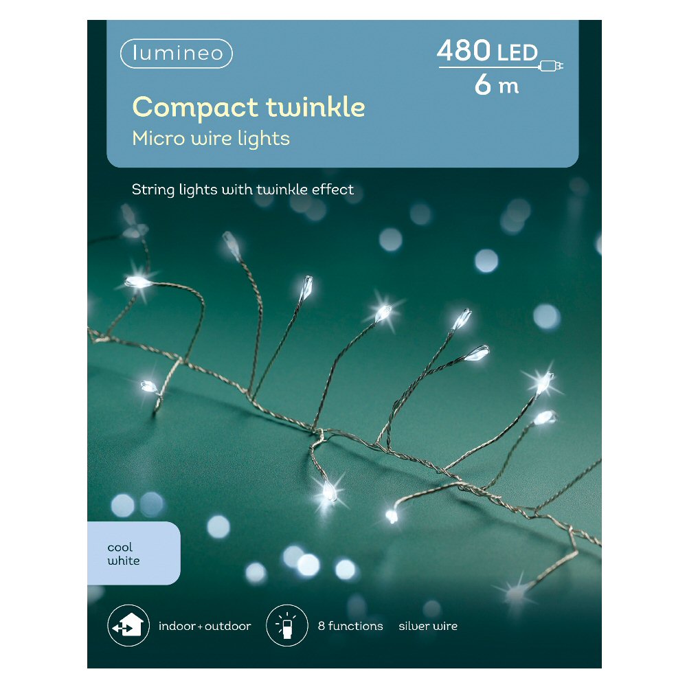 Lumineo 480 Cool White Micro LED Compact Wire Christmas Lights (6m)