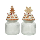 Decoris 21cm Christmas Biscuit Glass Storage Jar (Choice of 2)