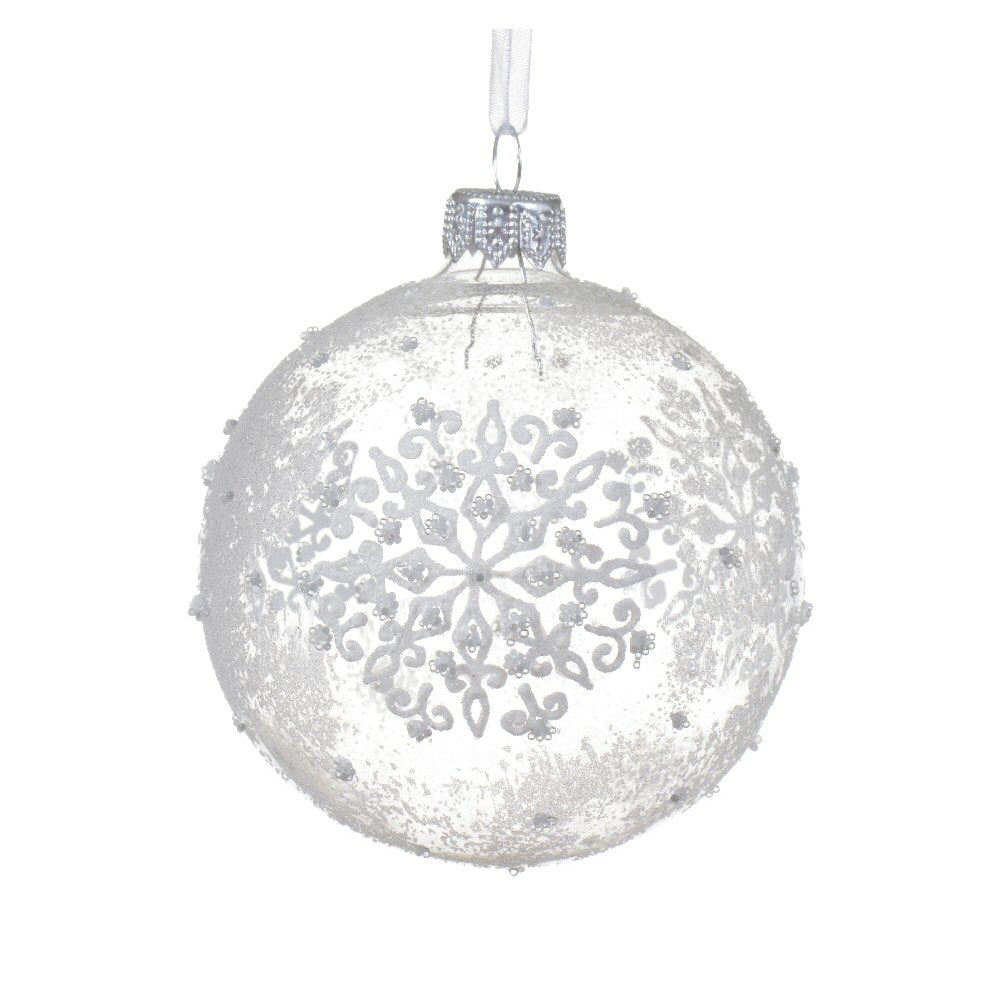 Decoris 8cm Clear Frosty Snowflake Bauble