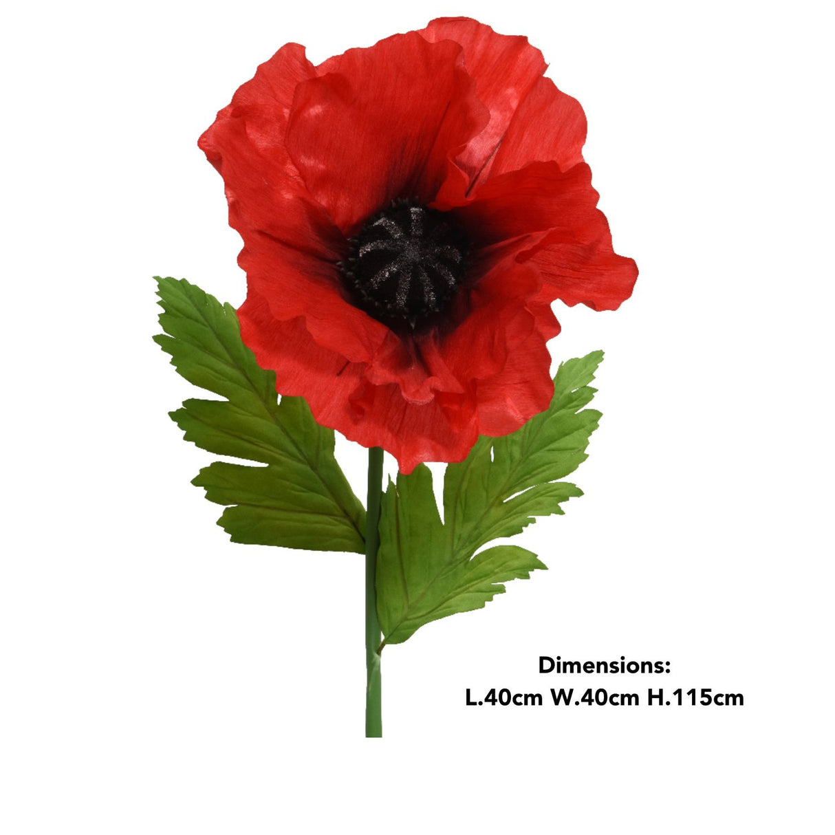 Decoris 115cm Red Artificial Poppy on Stem