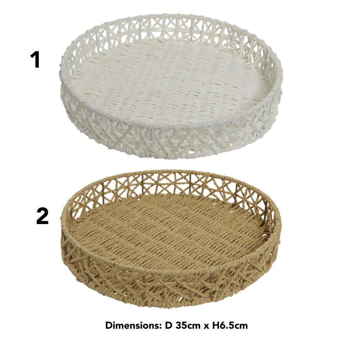 Decoris 35cm Waving Paper Rope Round Tray (Choice of 2)