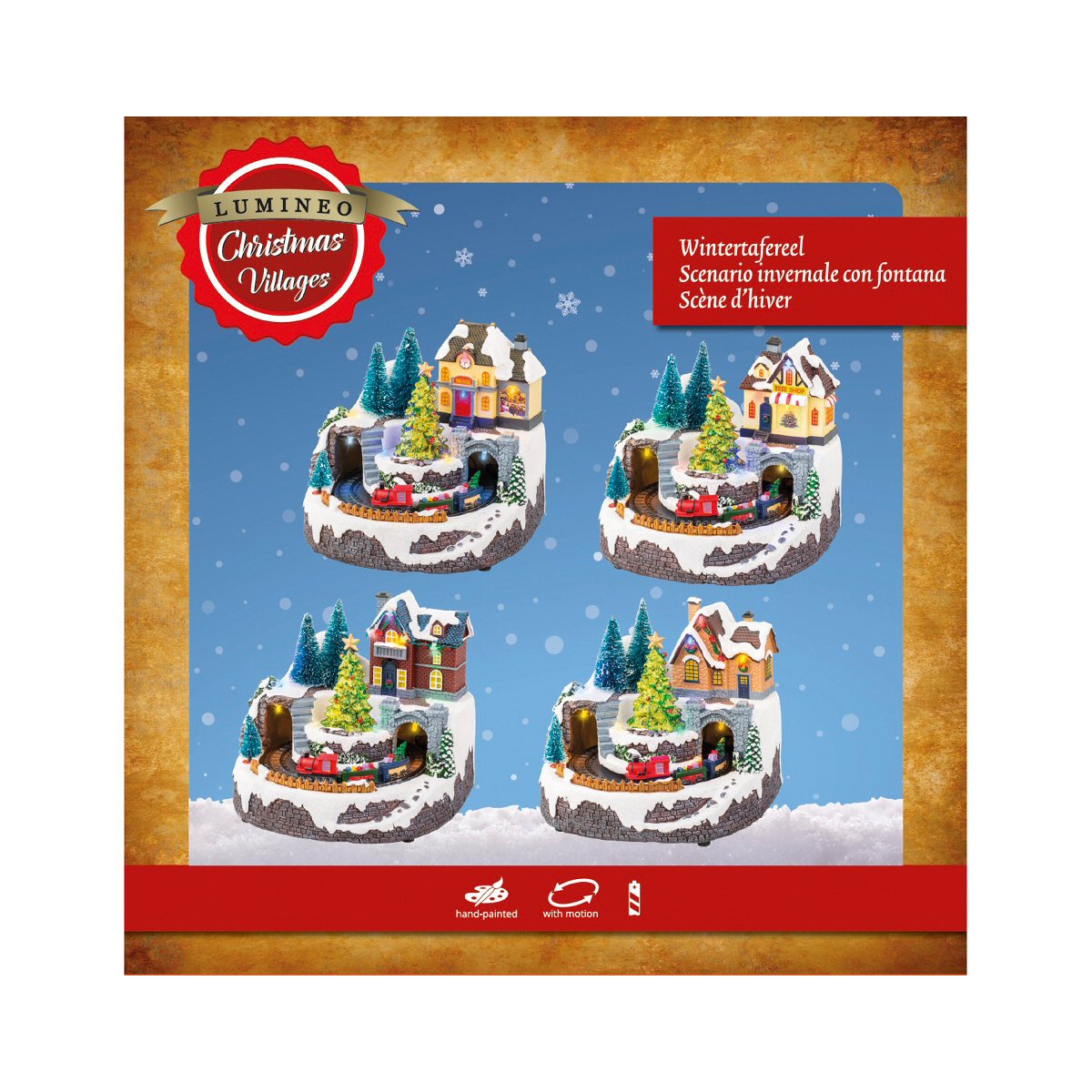 Lumineo 18cm Christmas Village LED Moving Train Scene (Choice of 4)