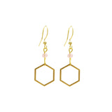 Rosie Fox Strawberry Quartz Hexagon Earrings (Small)