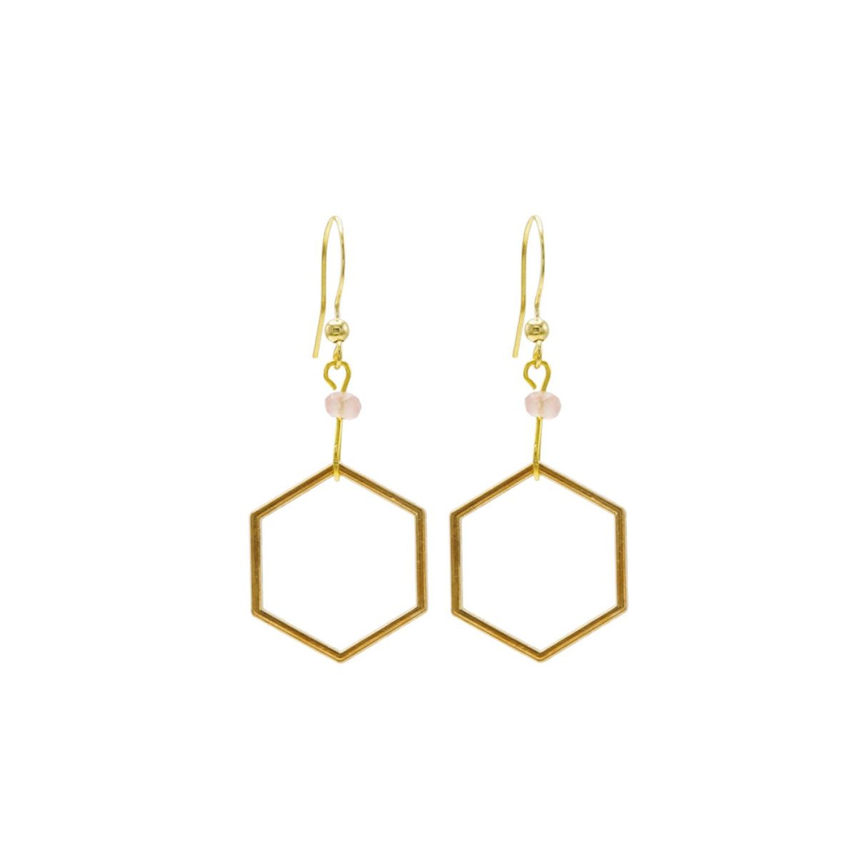 Rosie Fox Strawberry Quartz Maxi Hexagon Earrings
