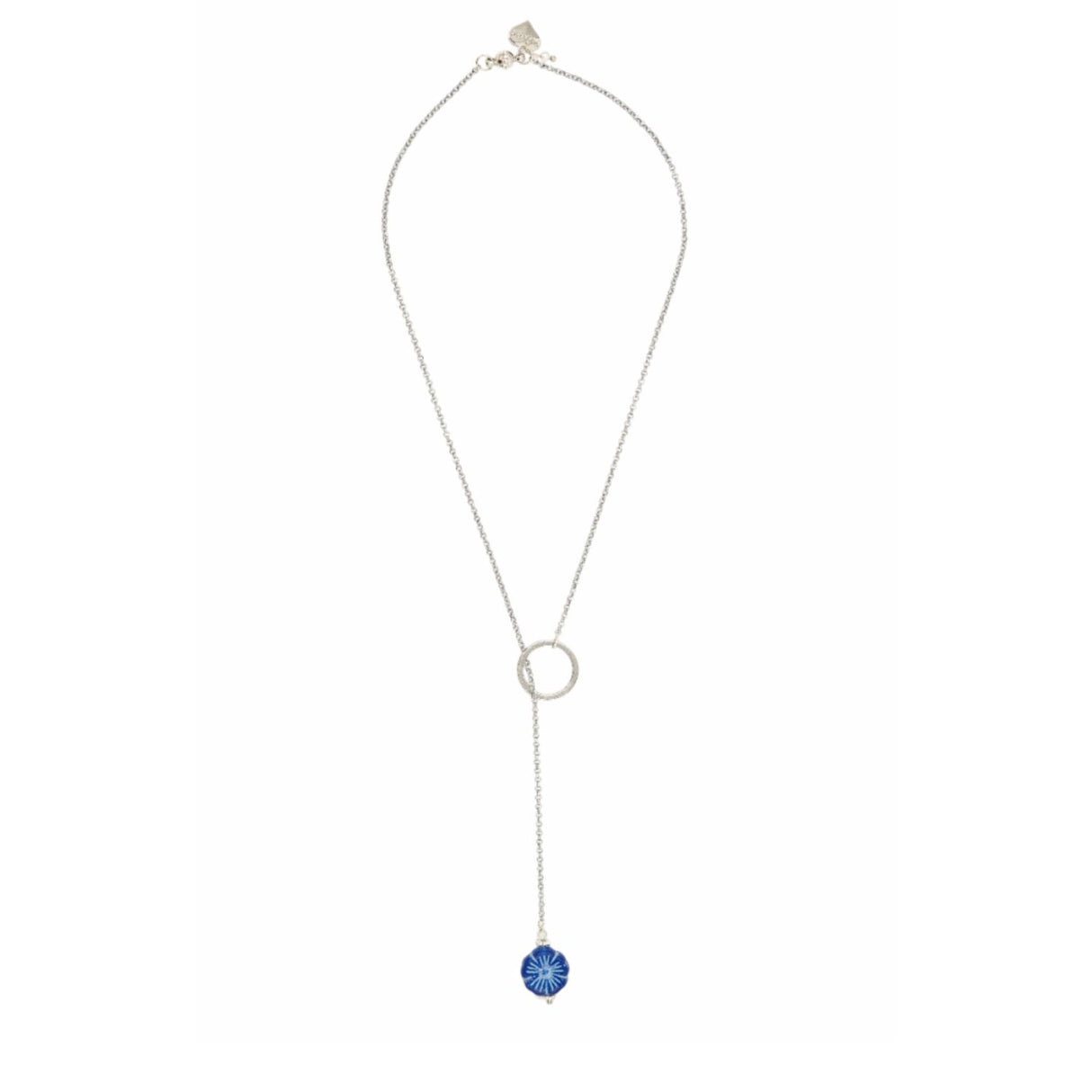 Rosie Fox Aquamarine Gemstone Blue Pansy Lariat Necklace