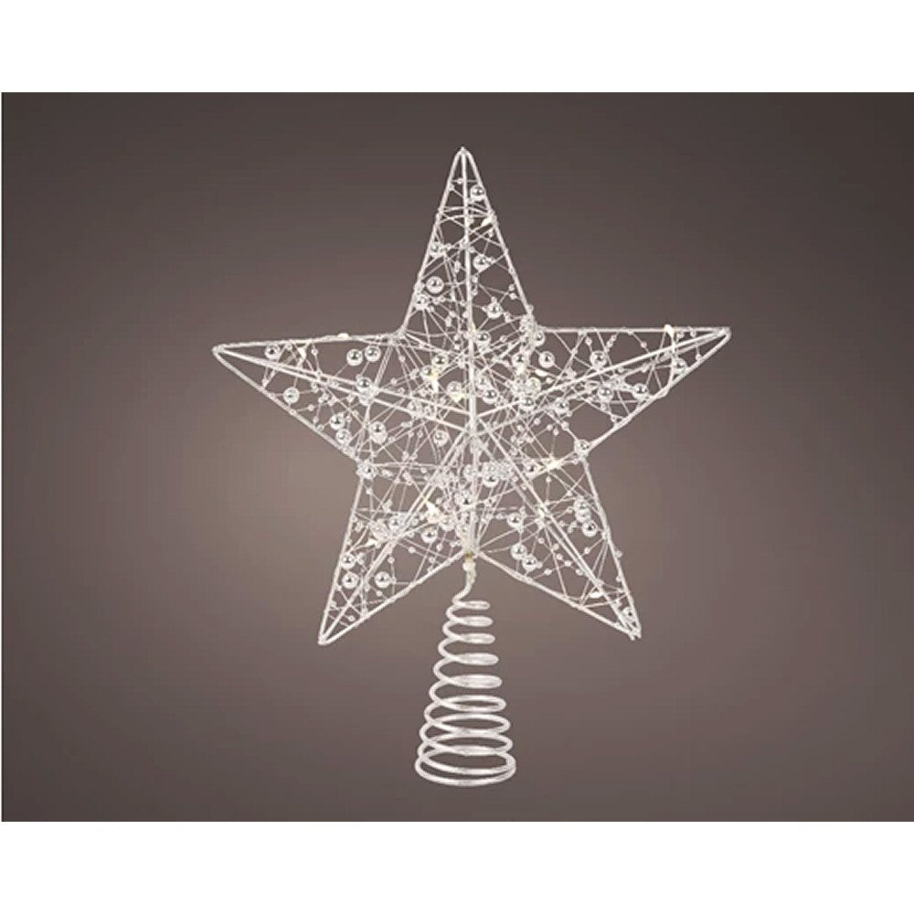 Lumineo Silver Micro LED Warm White Star Tree Topper