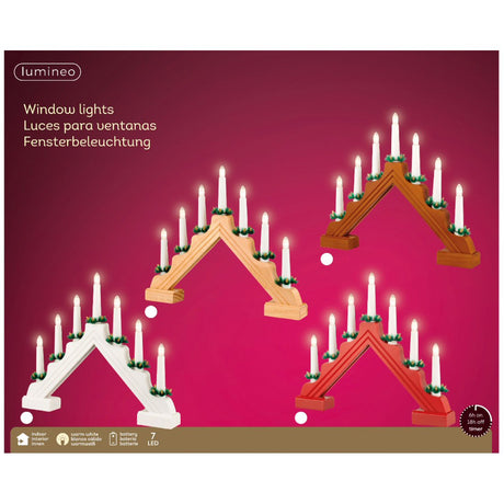 Lumineo 38cm Warm White LED Natural Wooden Candle Bridge