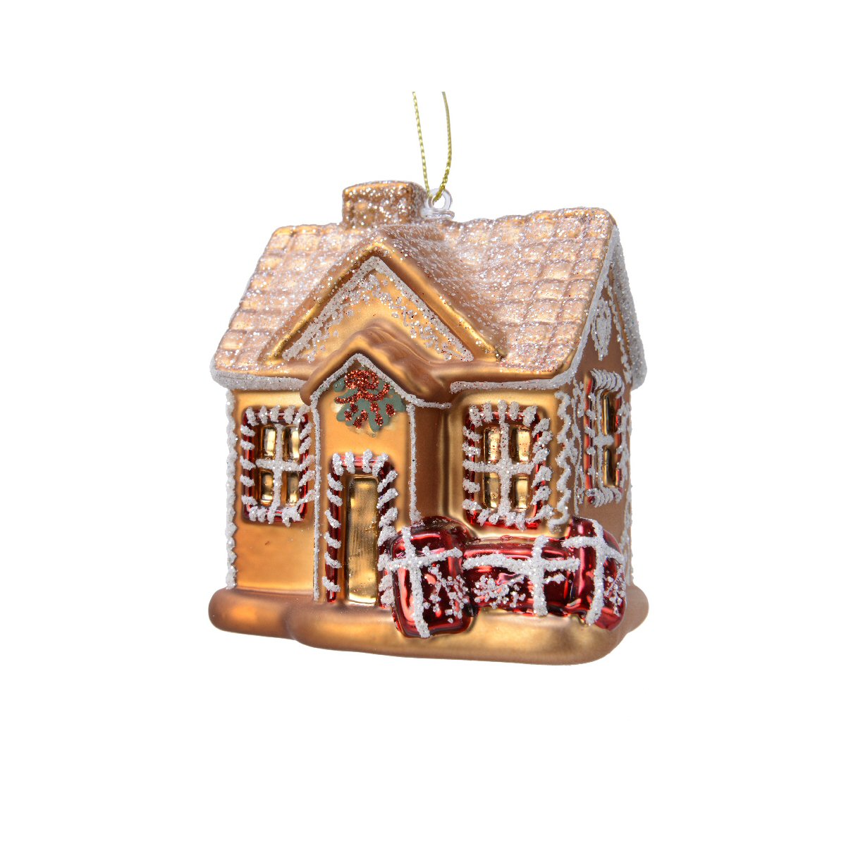 Decoris 10cm Gingerbread House Glass Christmas Tree Decoration