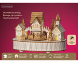 Three Kings 15cm Wooden Christmas Village LED Scenen with Train